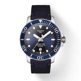 Tissot Seastar 1000 Powermatic 80 Silicium Blue Dial Blue Nylon Strap Watch For Men - T120.407.17.041.01