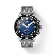 Load image into Gallery viewer, Tissot Seastar 1000 Chronograph Blue Dial Silver Mesh Bracelet Watch For Men - T120.417.11.041.02