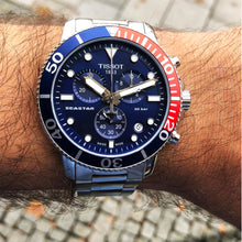 Load image into Gallery viewer, Tissot Seastar 1000 Chronograph Blue Dial Silver Steel Strap Watch For Men - T120.417.11.041.03
