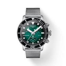 Load image into Gallery viewer, Tissot Seastar 1000 Chronograph Green Dial Silver Mesh Bracelet Watch For Men - T120.417.11.091.00