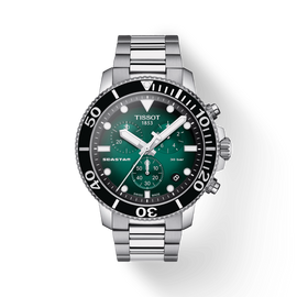 Tissot Seastar 1000 Chronograph Green Dial Silver Steel Strap Watch For Men - T120.417.11.091.01