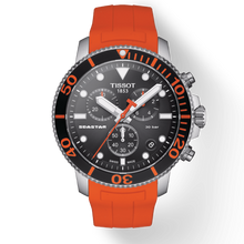Load image into Gallery viewer, Tissot Seastar 1000 Chronograph Black Dial Orange Rubber Strap Watch For Men - T120.417.17.051.01