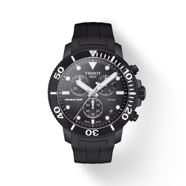 Tissot Seastar 1000 Chronograph Black Dial Black Rubber Strap Watch For Men - T120.417.37.051.02