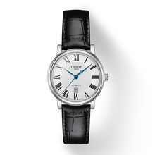 Load image into Gallery viewer, Tissot Carson Premium Automatic Lady Silver Dial Black Leather Strap Watch for Women - T122.207.16.033.00