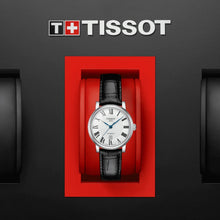 Load image into Gallery viewer, Tissot Carson Premium Automatic Lady Silver Dial Black Leather Strap Watch for Women - T122.207.16.033.00