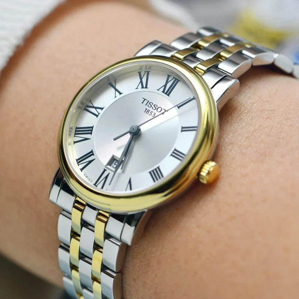 Tissot T Classic Carson Lady Premium Silver Dial Two Tone Steel Strap Watch For Women - T122.210.22.033.00
