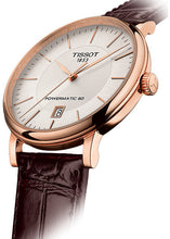 Load image into Gallery viewer, Tissot Carson Premium Powermatic 80 White Dial Brown Leather Strap Watch For Men - T122.407.36.031.00