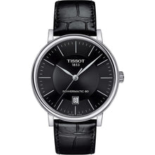 Load image into Gallery viewer, Tissot Carson Premium Powermatic 80 Black Dial Black Leather Strap Watch For Men - T122.407.16.051.00