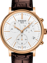 Load image into Gallery viewer, Tissot Carson Premium Chronograph White Dial Brown Leather Strap Watch For Men - T122.417.36.011.00