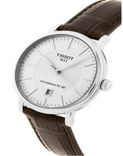 Load image into Gallery viewer, Tissot T-Classic Powermatic 80 Silver Dial Brown Leather Strap Watch For Men - T122.407.16.031.00