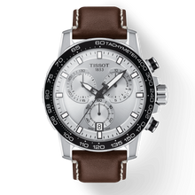 Load image into Gallery viewer, Tissot Supersport Chrono Silver Dial Brown Leather Strap Watch for Men - T125.617.16.031.00