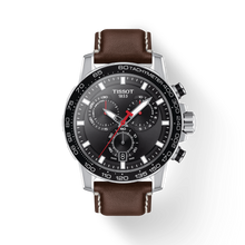 Load image into Gallery viewer, Tissot Supersport Chrono Black Dial Brown Leather Strap Watch for Men - T125.617.16.051.01
