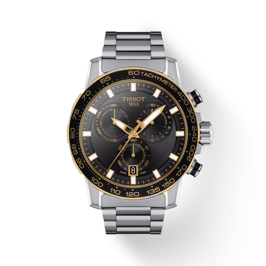 Tissot Supersport Chrono Black Dial Silver Steel Strap Watch For Men - T125.617.21.051.00