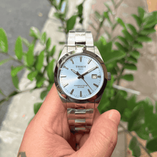 Load image into Gallery viewer, Tissot Gentleman Powermatic 80 Silicium Ice Blue Silver Steel Strap Watch For Men - T127.407.11.351.00