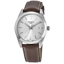 Load image into Gallery viewer, Tissot Gentleman Silver Dial Brown Leather Strap Watch For Men - T127.410.16.031.00