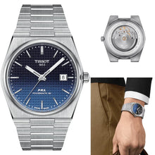 Load image into Gallery viewer, Tissot Powermatic 80 Automatic Gradient Blue Dial Silver Steel Strap Watch for Men - T137.407.11.051.01