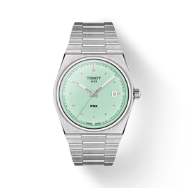 Tissot PRX Quartz Light Green Dial Silver Steel Strap Watch for Men - T137.410.11.091.01
