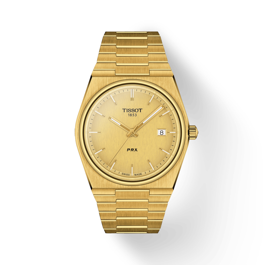 Tissot PRX Powermatic 80 Gold Dial Gold Steel Strap Watch for Men - T137.207.33.021.00
