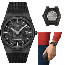 Load image into Gallery viewer, Tissot PRX Powermatic 80 Carbon Black Dial Black Rubber Strap Watch for Men - T137.907.97.201.00