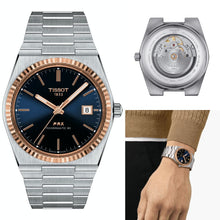 Load image into Gallery viewer, Tissot PRX Powermatic 80 Automatic 18K Gold Blue Dial Silver Steel Strap Watch for Men - T931.407.41.041.00