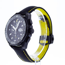 Load image into Gallery viewer, Tag Heuer Aquaracer Chronograph PVD Black Dial Black Nylon Strap Watch for Men - CAY218A.FC6361