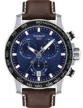 Load image into Gallery viewer, Tissot Supersport Chrono Blue Dial Brown Leather Strap Watch For Men - T125.617.16.041.00