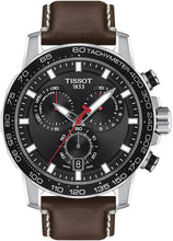 Load image into Gallery viewer, Tissot Supersport Chrono Black Dial Brown Leather Strap Watch for Men - T125.617.16.051.01