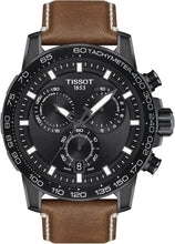 Load image into Gallery viewer, Tissot Supersport Chrono Black Dial Brown Leather Strap Watch for Men - T125.617.36.051.01