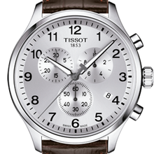 Load image into Gallery viewer, Tissot T Sport Chrono XL Classic Silver Dial Brown Leather Strap Watch For Men - T116.617.16.037.00