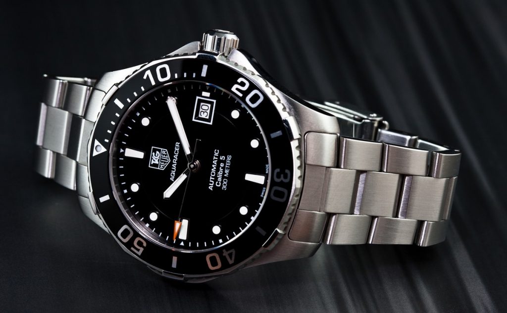 Tag Heuer Aquaracer Black Dial Silver Steel Strap Watch for Men - WAY111A.BA0928