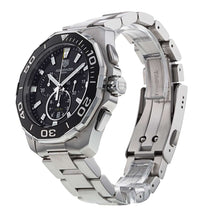 Load image into Gallery viewer, Tag Heuer Aquaracer Quartz Chronograph Black Dial Silver Steel Strap Watch for Men - CAY111A.BA0927