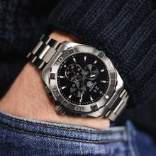 Load image into Gallery viewer, Tag Heuer Aquaracer Chronograph Black Dial Silver Steel Strap Watch for Men - CAY1110.BA0927