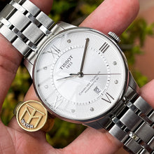 Load image into Gallery viewer, Tissot Chemin Des Tourelles Powermatic 80 Diamonds Silver Dial Silver Steel Strap Watch for Men - T099.407.11.033.00