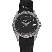 Load image into Gallery viewer, Tissot T Trend Couturier Diamonds Black Dial Black Leather Strap Watch for Women - T035.210.66.051.00