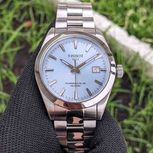 Load image into Gallery viewer, Tissot Gentleman Powermatic 80 Silicium Ice Blue Silver Steel Strap Watch For Men - T127.407.11.351.00