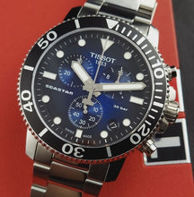 Load image into Gallery viewer, Tissot Seastar 1000 Chronograph Driver Blue Dial Silver Steel Strap Watch For Men - T120.417.11.041.01