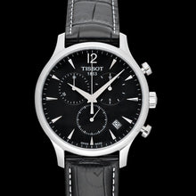 Load image into Gallery viewer, Tissot T Classic Tradition Chronograph Black Dial Black Leather Strap Watch For Men - T063.617.16.057.00