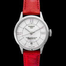 Load image into Gallery viewer, Tissot Chemin Des Tourelles Powermatic 80 Mother of Pearl White Dial Red Leather Strap Watch For Women - T099.207.16.118.00