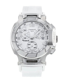 Tissot T Race Lady Chronograph White Dial White Rubber Strap Watch for Women - T048.217.17.017.00