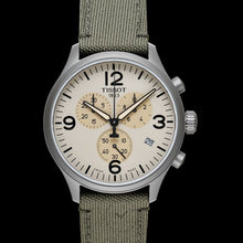 Load image into Gallery viewer, Tissot T Sport Chrono XL Beige Dial Khakhi Green Nylon Strap Watch for Men - T116.617.33.267.00