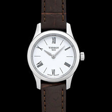 Load image into Gallery viewer, Tissot Tradition 5.5 Lady Silver Dial Brown Leather Strap Watch for Women - T063.009.16.018.00