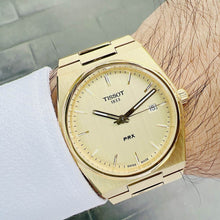 Load image into Gallery viewer, Tissot PRX Champagne Yellow Gold Dial Gold Steel Strap Watch for Men - T137.410.33.021.00