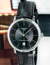Load image into Gallery viewer, Tissot Carson Premium Powermatic 80 Black Dial Black Leather Strap Watch For Men - T122.407.16.051.00