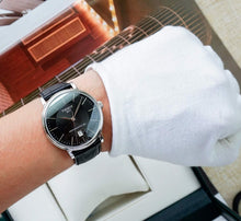 Load image into Gallery viewer, Tissot Carson Premium Powermatic 80 Black Dial Black Leather Strap Watch For Men - T122.407.16.051.00