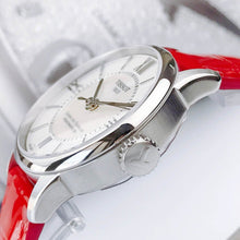 Load image into Gallery viewer, Tissot Chemin Des Tourelles Powermatic 80 Mother of Pearl White Dial Red Leather Strap Watch For Women - T099.207.16.118.00