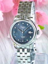 Load image into Gallery viewer, Tissot Le Locle Automatic Diamonds Mother of Pearl Black Dial Silver Steel Strap Watch For Women - T006.207.11.126.00