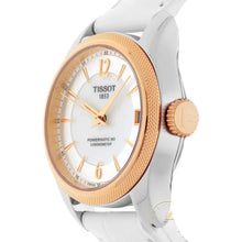 Load image into Gallery viewer, Tissot T-Classic Powermatic 80 Mother of Pearl Silver Dial White Leather Strap Watch For Women - T108.208.26.117.00