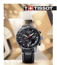 Load image into Gallery viewer, Tissot Supersport Chrono Black Dial Black Leather Strap Watch for Men - T125.617.16.051.00