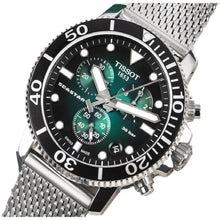 Load image into Gallery viewer, Tissot Seastar 1000 Chronograph Green Dial Silver Mesh Bracelet Watch For Men - T120.417.11.091.00