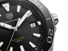 Load image into Gallery viewer, Tag Heuer Aquaracer Black Dial Silver Steel Strap Watch for Men - WAY111A.BA0928